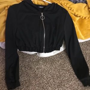 cropped zip up